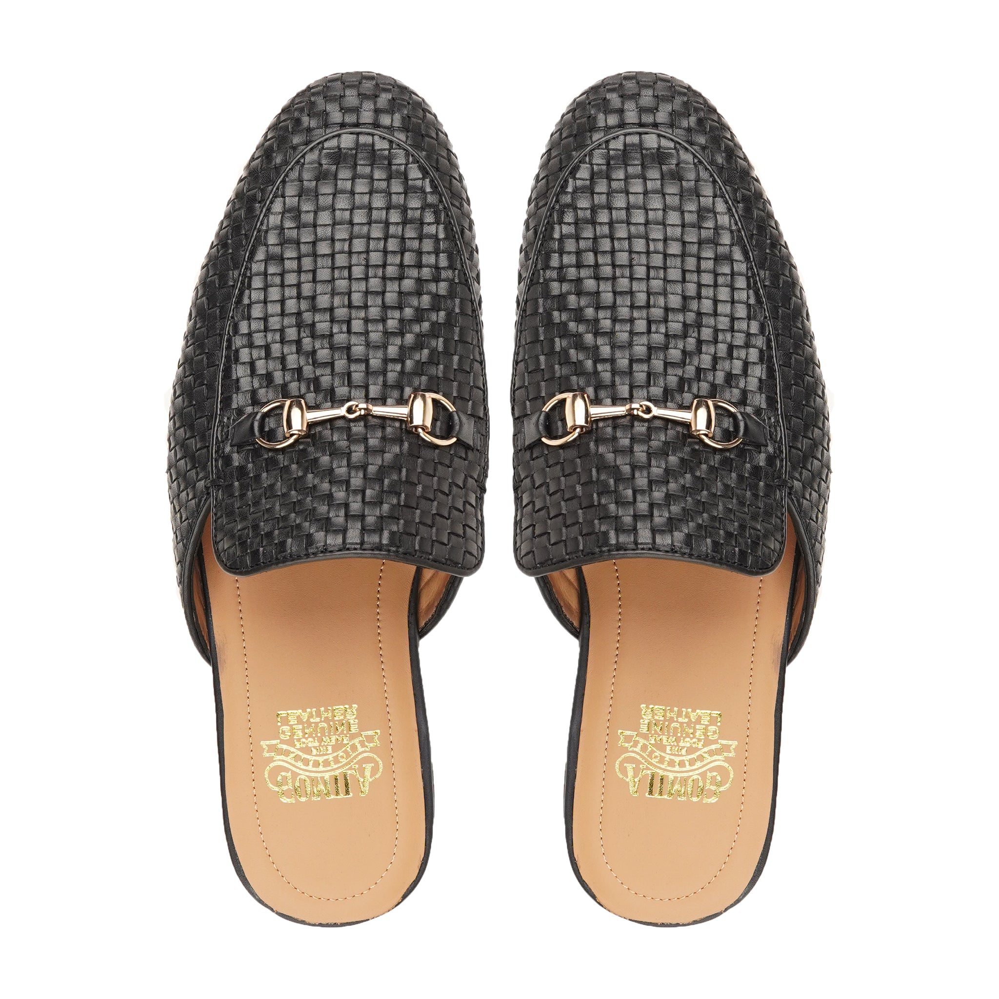 Barnaby - Men's Black Hand Woven Calf Leather Slipper