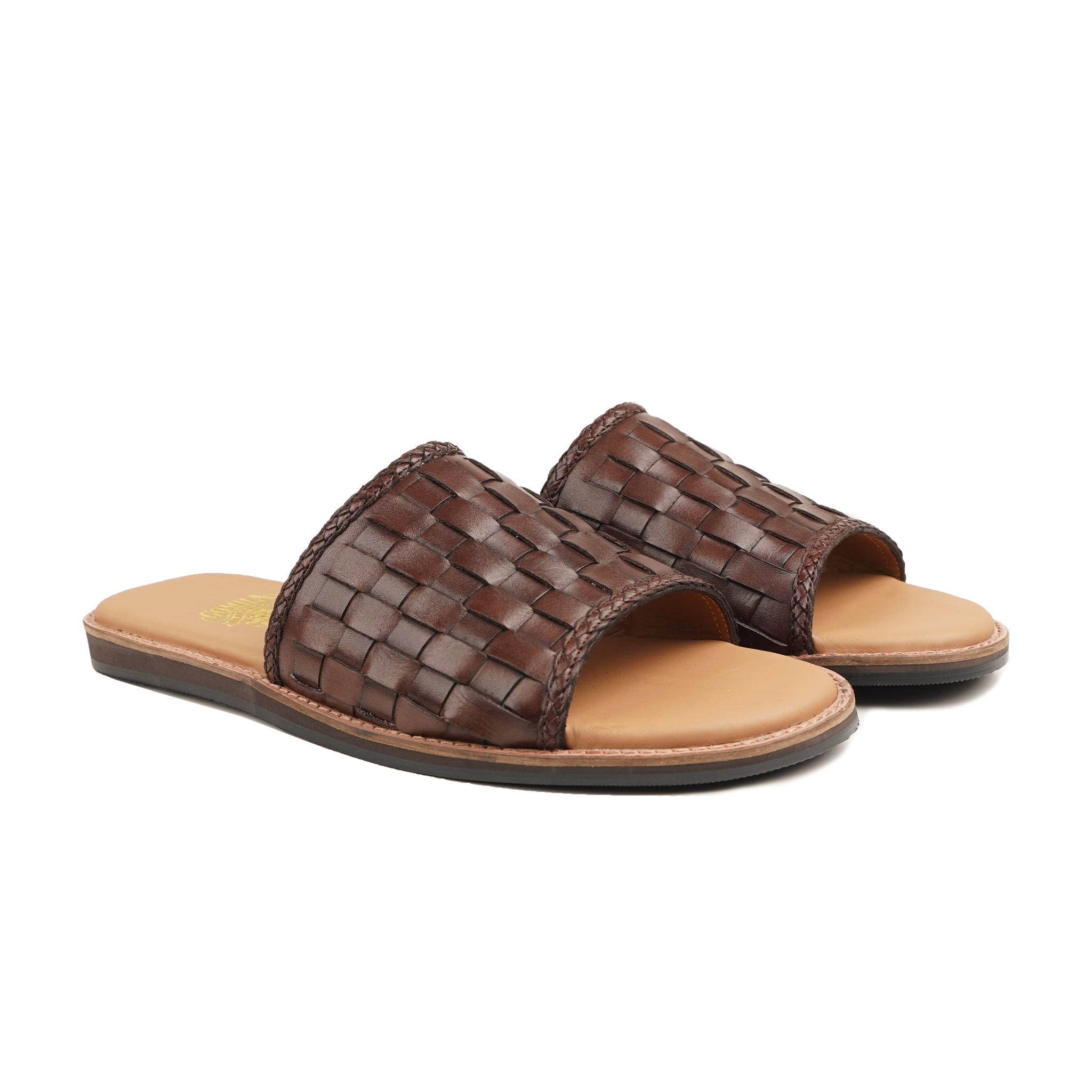 Hikari - Men's Dark Brown Hand Woven Calf Leather Slipper