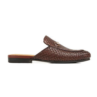 Akane - Men's Burgundy Hand Woven Calf Leather Slipper