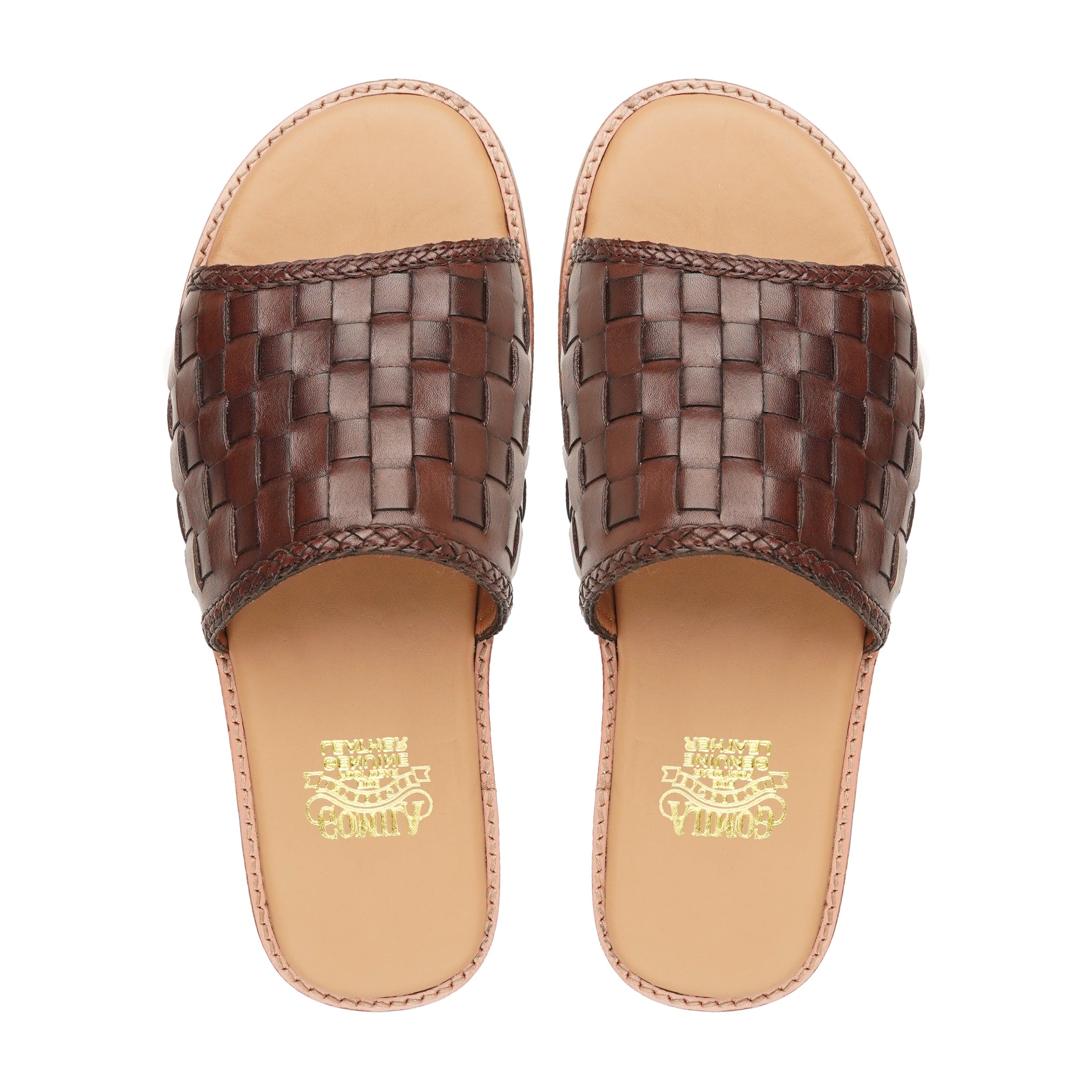 Hikari - Men's Dark Brown Hand Woven Calf Leather Slipper