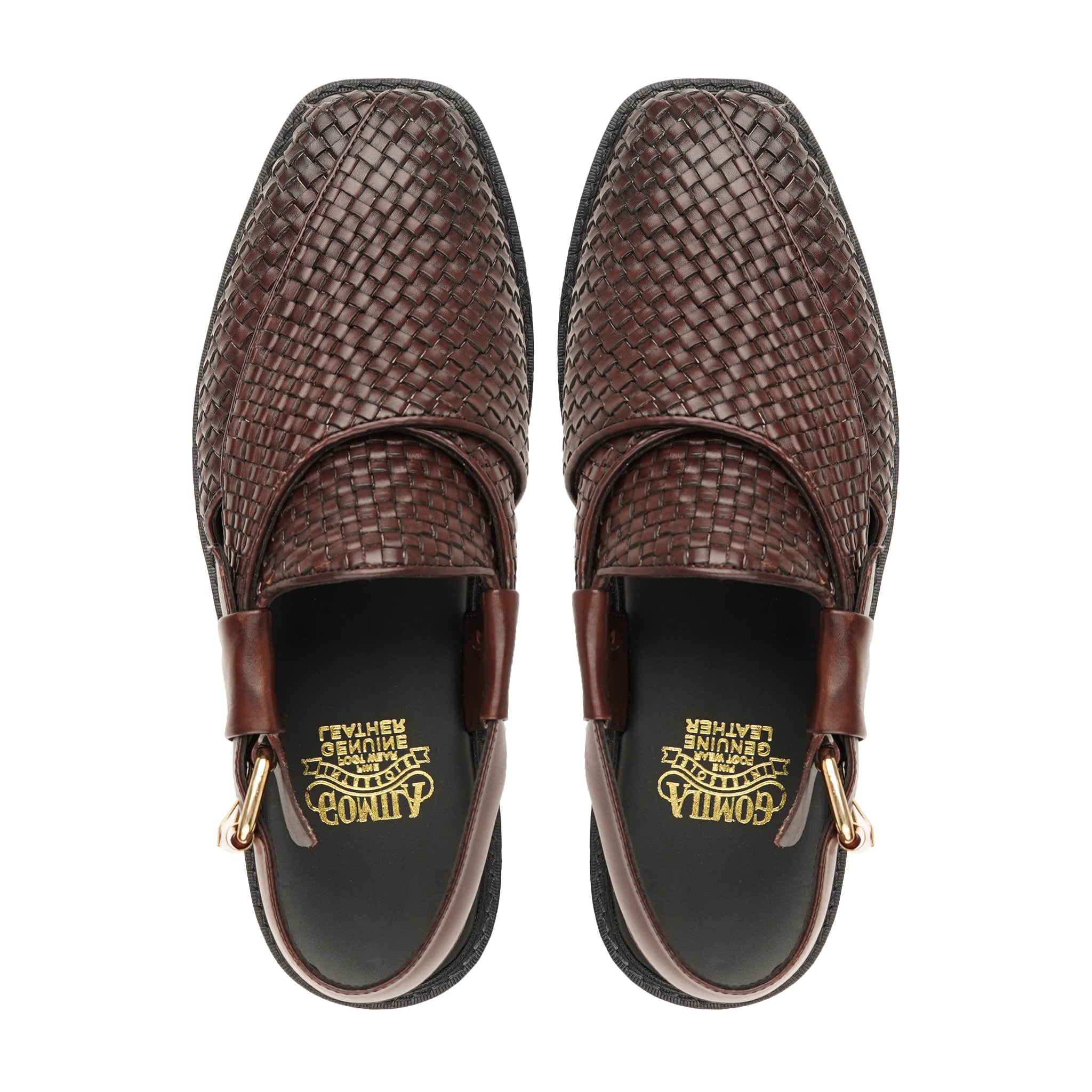 Masami - Men's Dark Brown Hand Woven Calf Leather Sandal