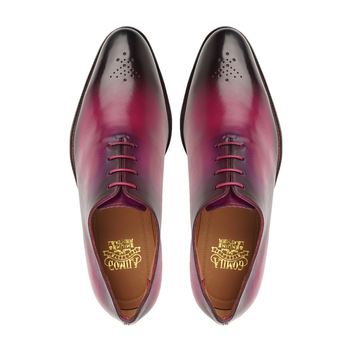 Jorge - Men's Fuchsia Patina Calf Leather Wholecut Shoe