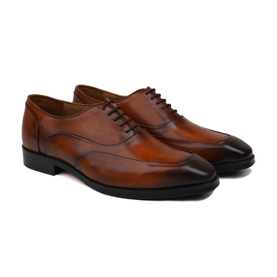 Kabe - Men's Burnished Brown Calf Leather Oxford Shoe