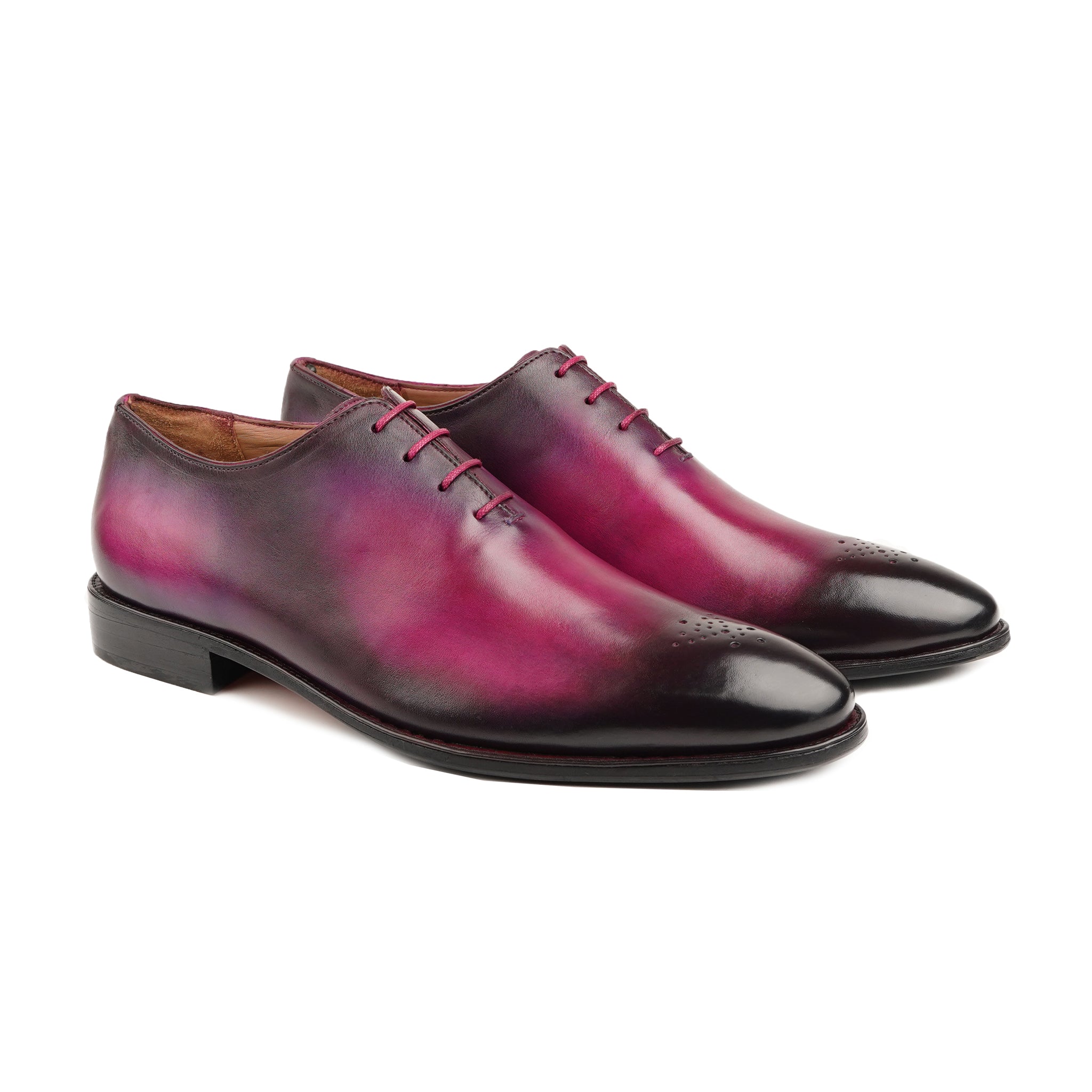 Jorge - Men's Fuchsia Patina Calf Leather Wholecut Shoe