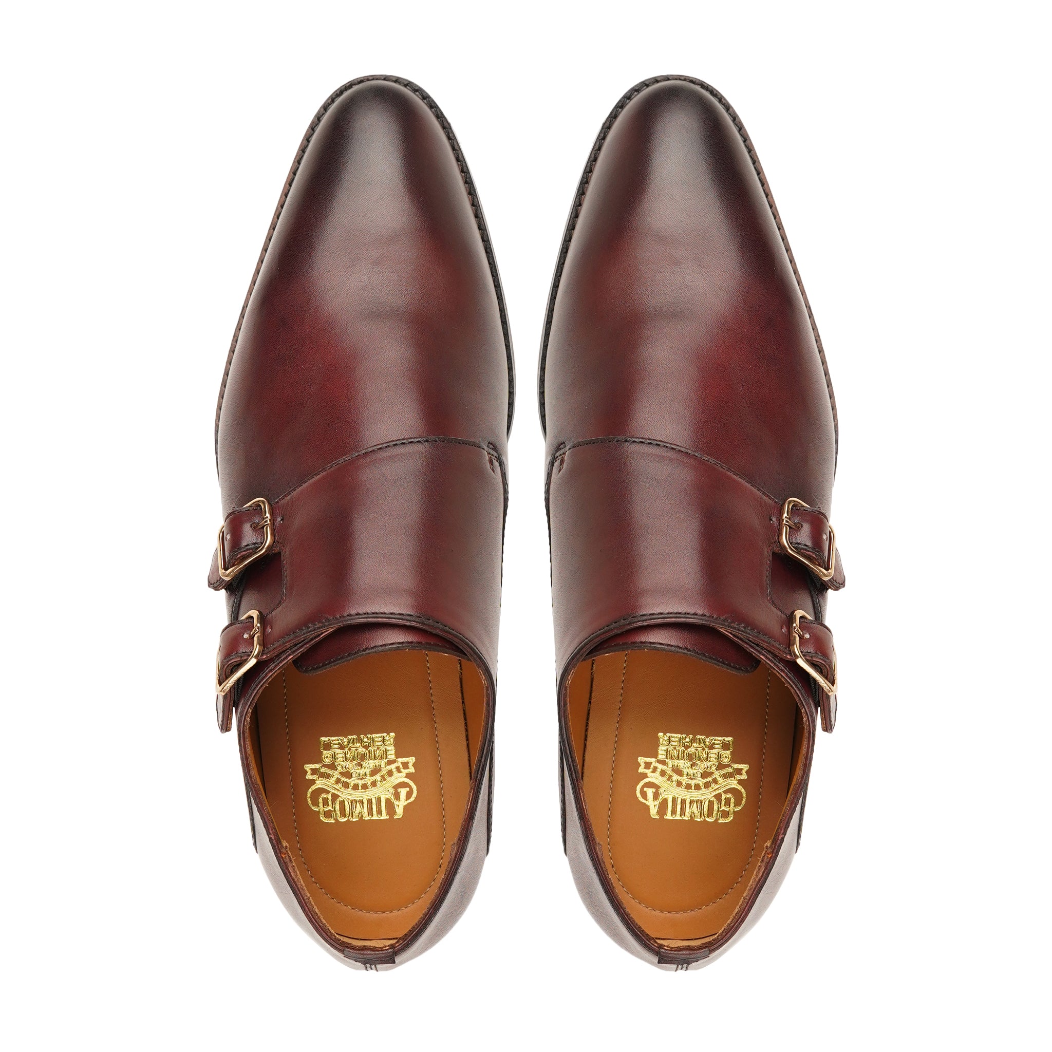 Camaro - Men's Burgundy Brown Calf Leather Double Monkstrap