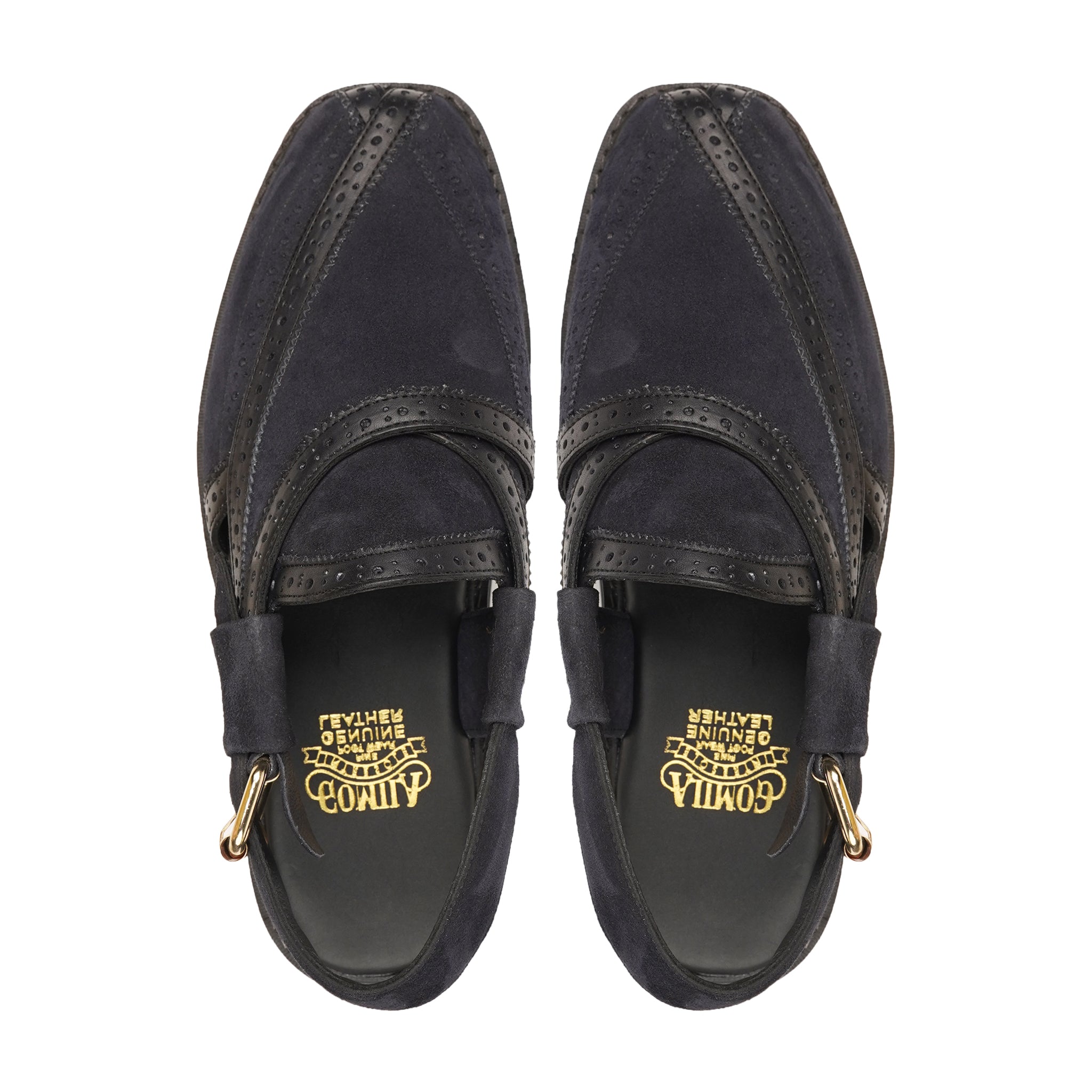 Moto - Men's Navy Blue Kid Suede Sandal